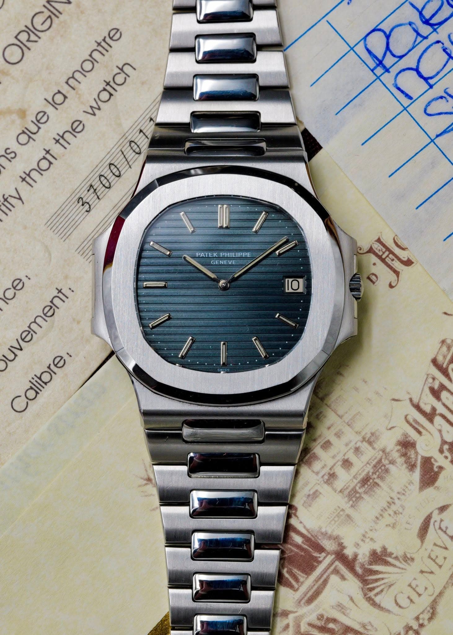 May be an image of wrist watch and text that says 'ORIGIN ORIGI la montte montre watch que the 3700/ S that ify PATEK PHILIPPE GE GENE SENEV 10 ce: uvement: urerter Calbre Calibre:…