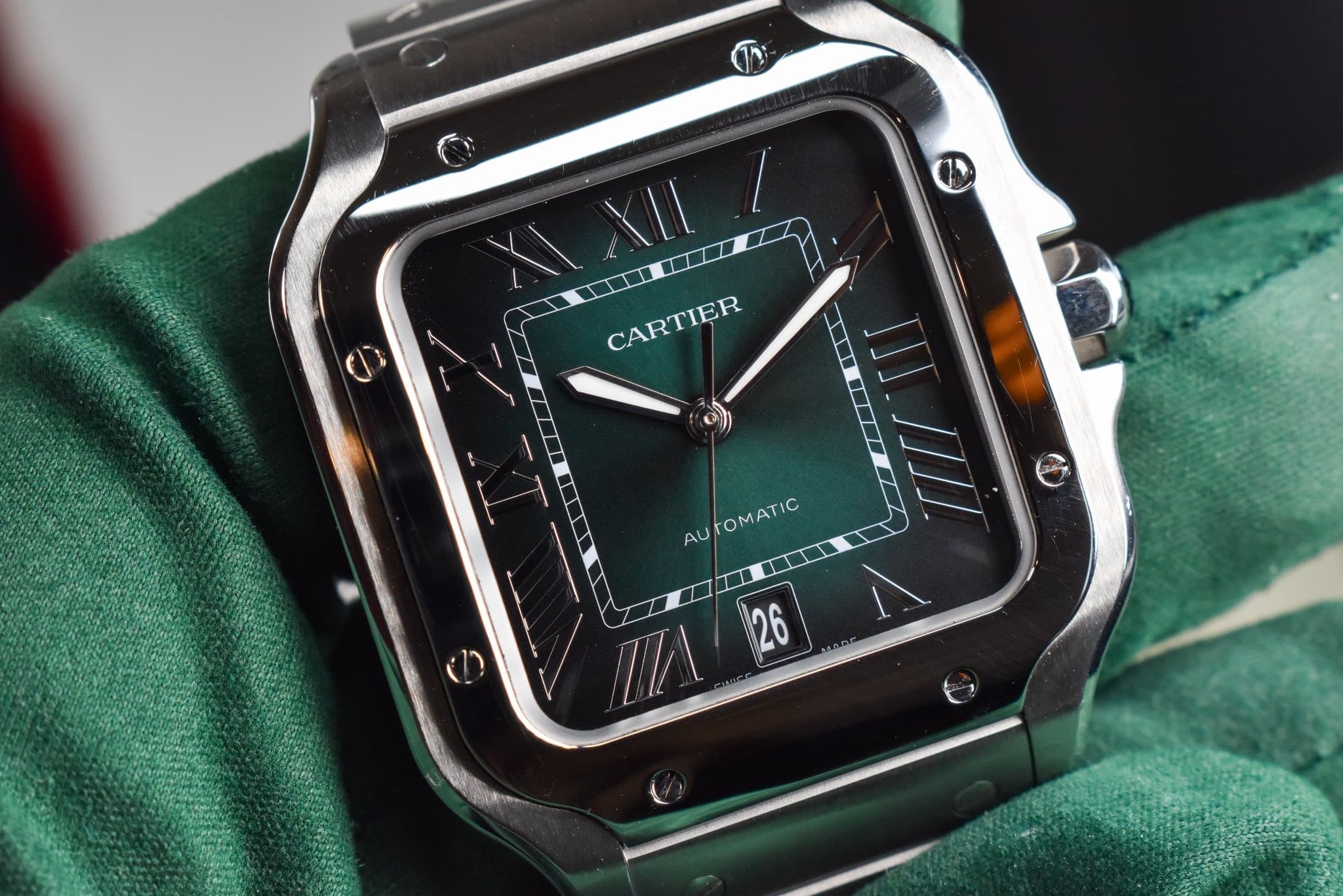 Cartier Santos De Cartier Large Model Automatic Green Dial Men's Watch WSSA0062, photo 6