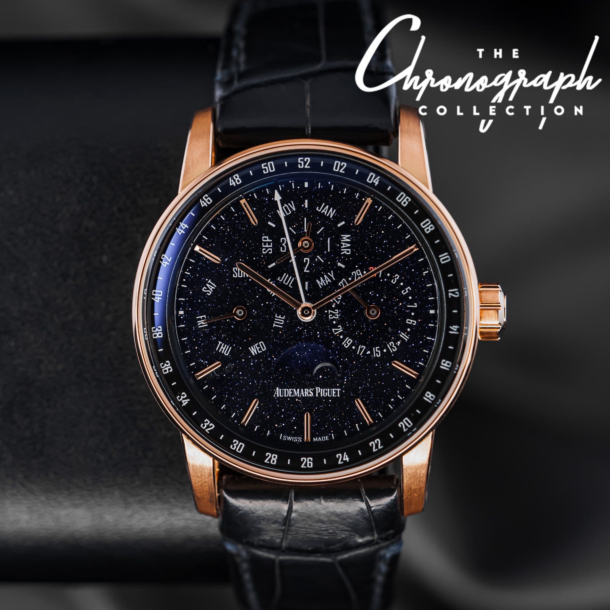 May be an image of wrist watch and text that says 'Cljanajaph THE COLLECTION 0V JAN 04 06 08 は E 3 SEP Som SAI 部 JUL MAR MA HHS THU TUE 12 • WED 비 91 IUDEMARS AUDEMARSPIGUET…