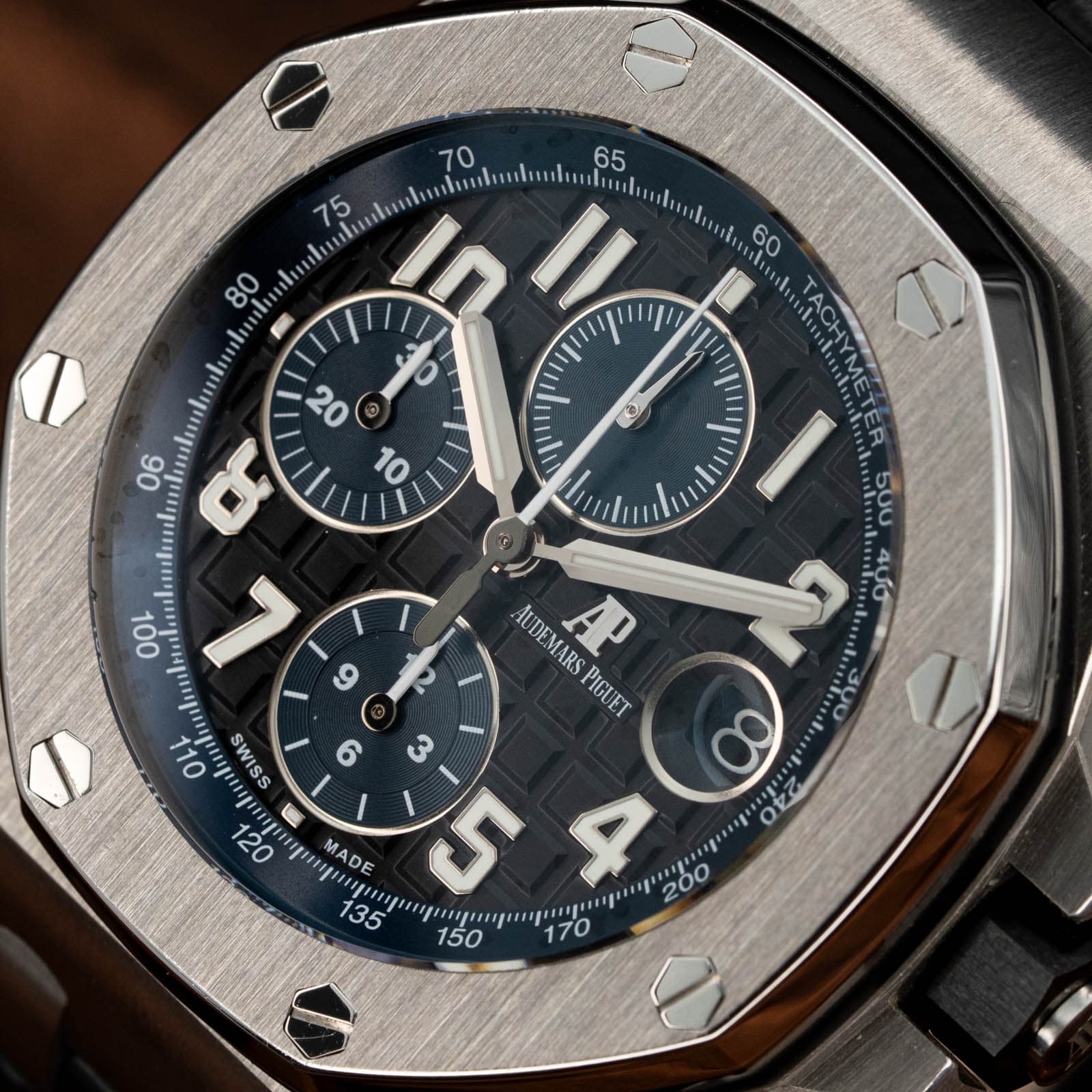 May be an image of wrist watch and text that says '65 80 יוין 70 75 In く 9 9 0 መ! 60 TACHYM UET ER 500 טתפ AUDEMARS AUDEMARSPIGUET AP P 6 3 בר Iua SSIMS 220 mì ui O0E o1 2 MADE…