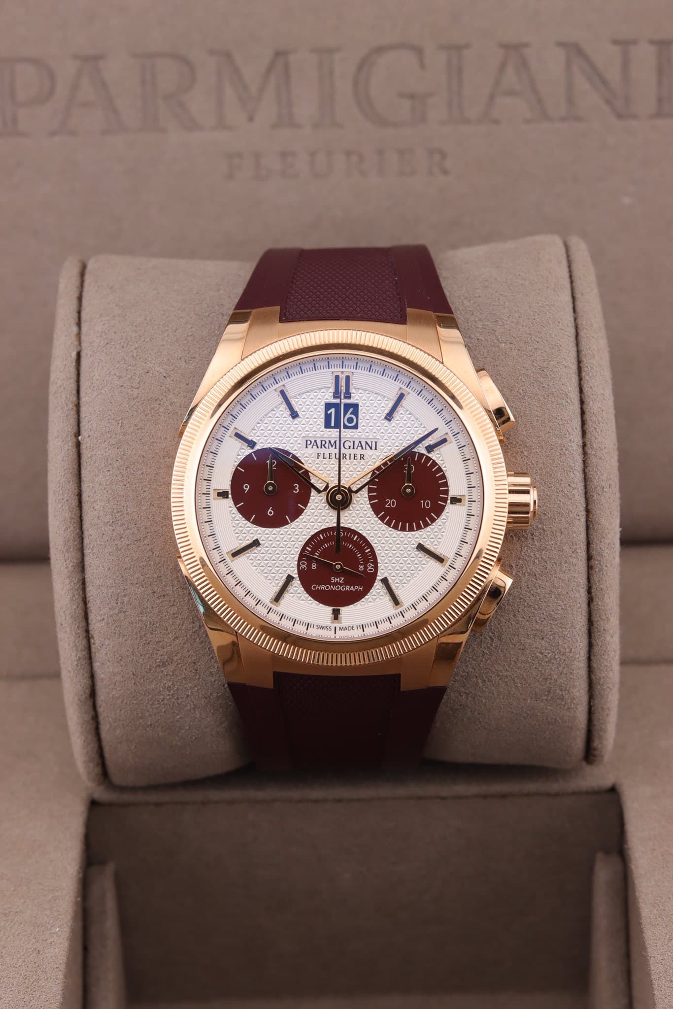 May be an image of wrist watch and text that says 'RMIGIANI FLEURTER Mndani I kai I 1I 16 PARMIGIANI PARM GIANI FLEURIER RIER'