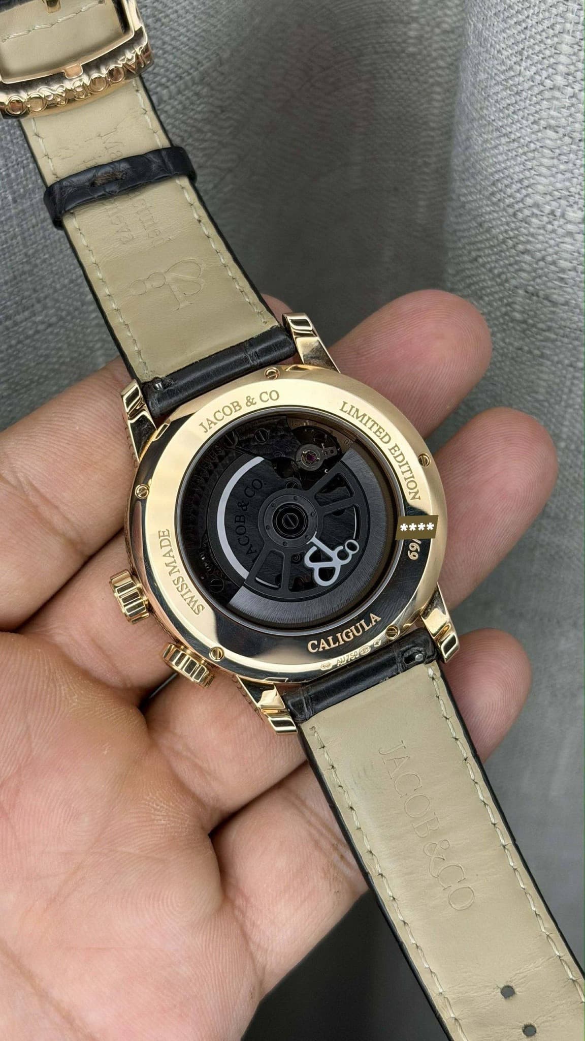 May be an image of digital watch and text that says 'JACOB & co LIMITED EDITION EDITION ** 未*** * 6a អចា T WISSMADE MADE CALIGULA 1 0.াરব KD'