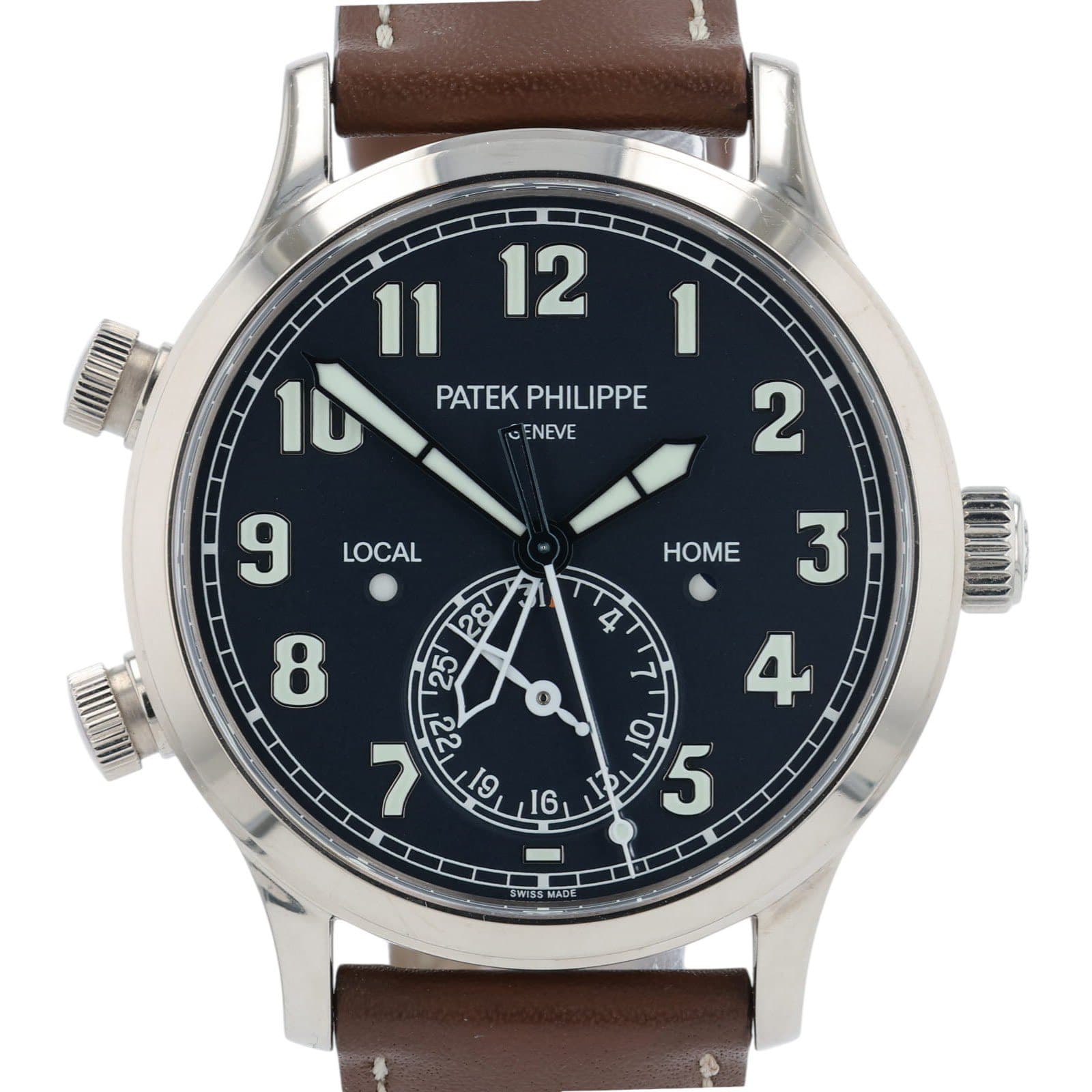 May be an image of wrist watch and text that says ' 心 PATEK PHILIPPE G GENEVE 2 LOCAL 9 HOME 3 4 م टઢ 6 و 4 10 5 ራኛ'