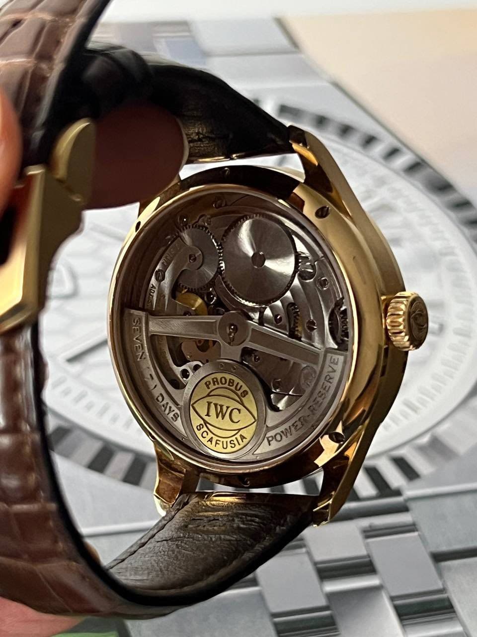 May be an image of wrist watch and text that says 'U 모 בשחה 코스장크 Cordios DAYS IWC PROBU SCAFUSIA AFUSIA POW'