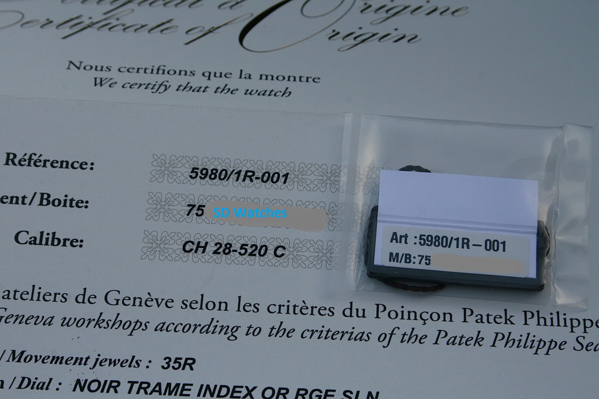 May be an image of ticket stub and text that says 'Nous certifions que la montre We certify that the watch مجب Référence: ent/Boite: Calibre: സുമ്വളളണവ്രവുമനകമ്ടെ SD Watches نمن…