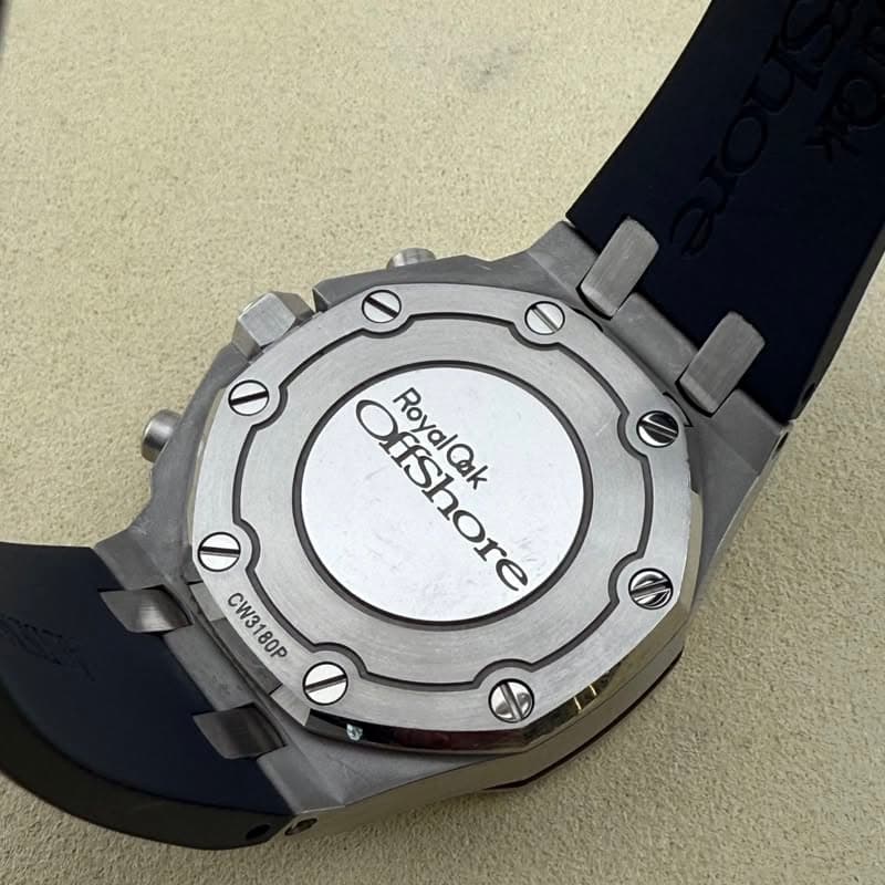 May be an image of wrist watch and text that says 'O OffShore RoyalCak CW3180P CH/31808 80P'