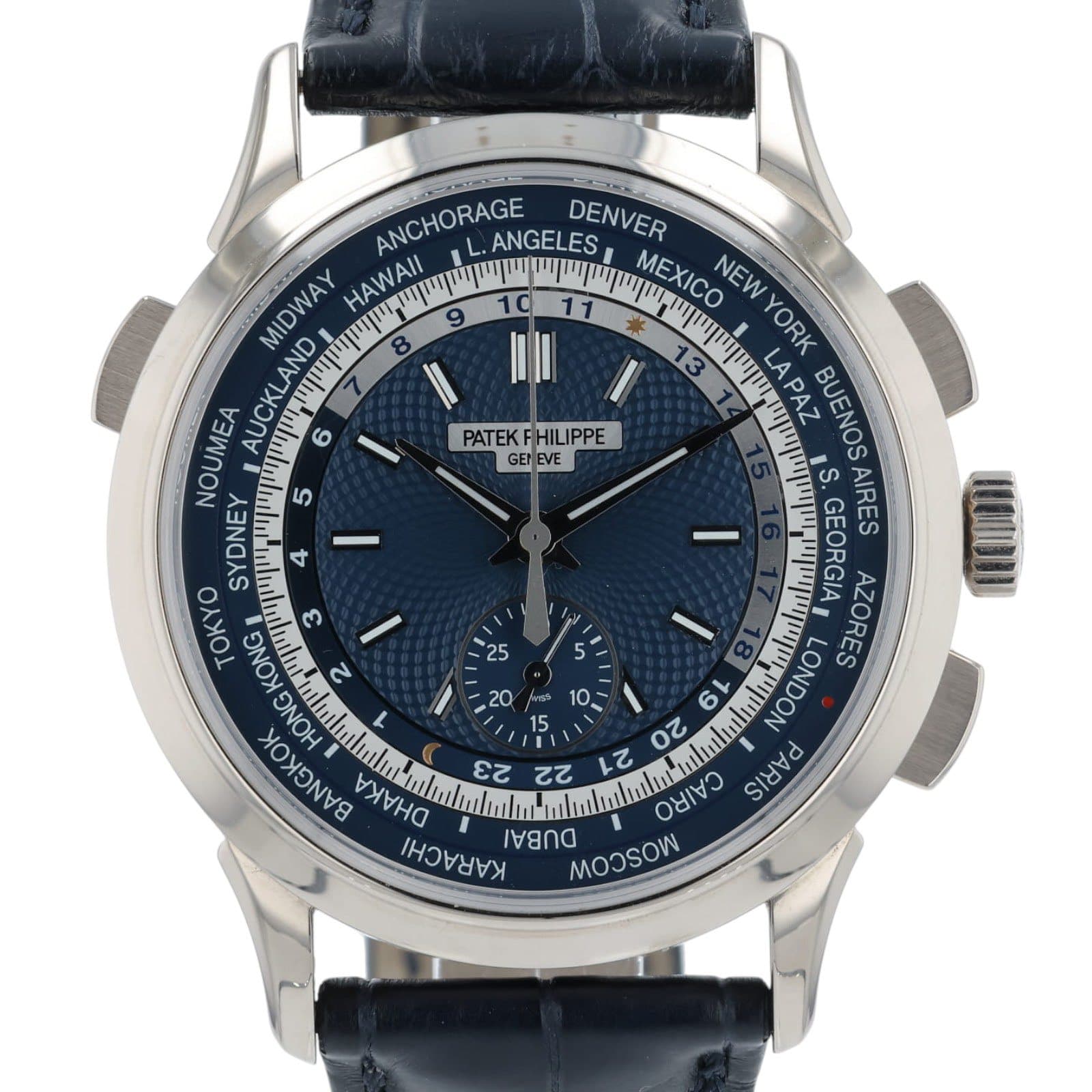 May be an image of wrist watch and text that says '11 6 PATEK PATEKFHILIPPE HILIPPE GE GEN EVE VE 5 ANCHORAGA ANGELES DENVER MIDWAY HAWAII MEXICO ,1지 NEW 9 ማባ! 10 8 条 YORK 13…