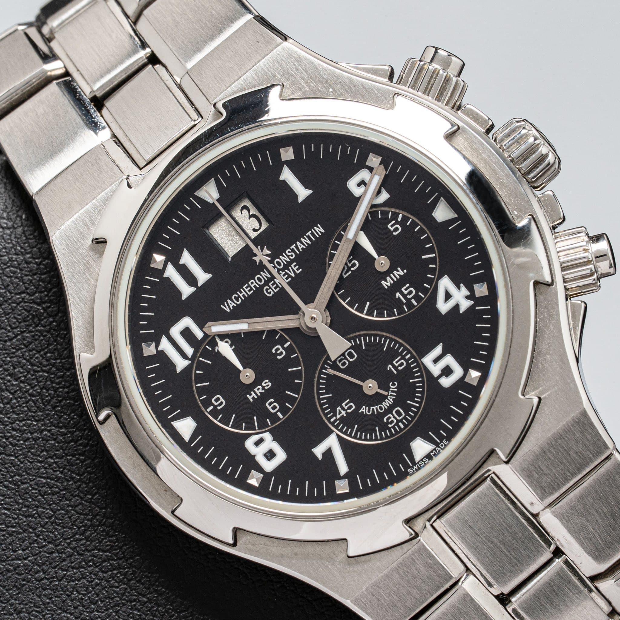 May be an image of wrist watch and text that says 'อ C ഗி ហ 11 VACHERON ONSTANTIN VE M EVE S GE n MIN. IRS S 6 45 UTOMAT UTOMA 30 日蔵 " F SWISS SWISSMADE Ne'