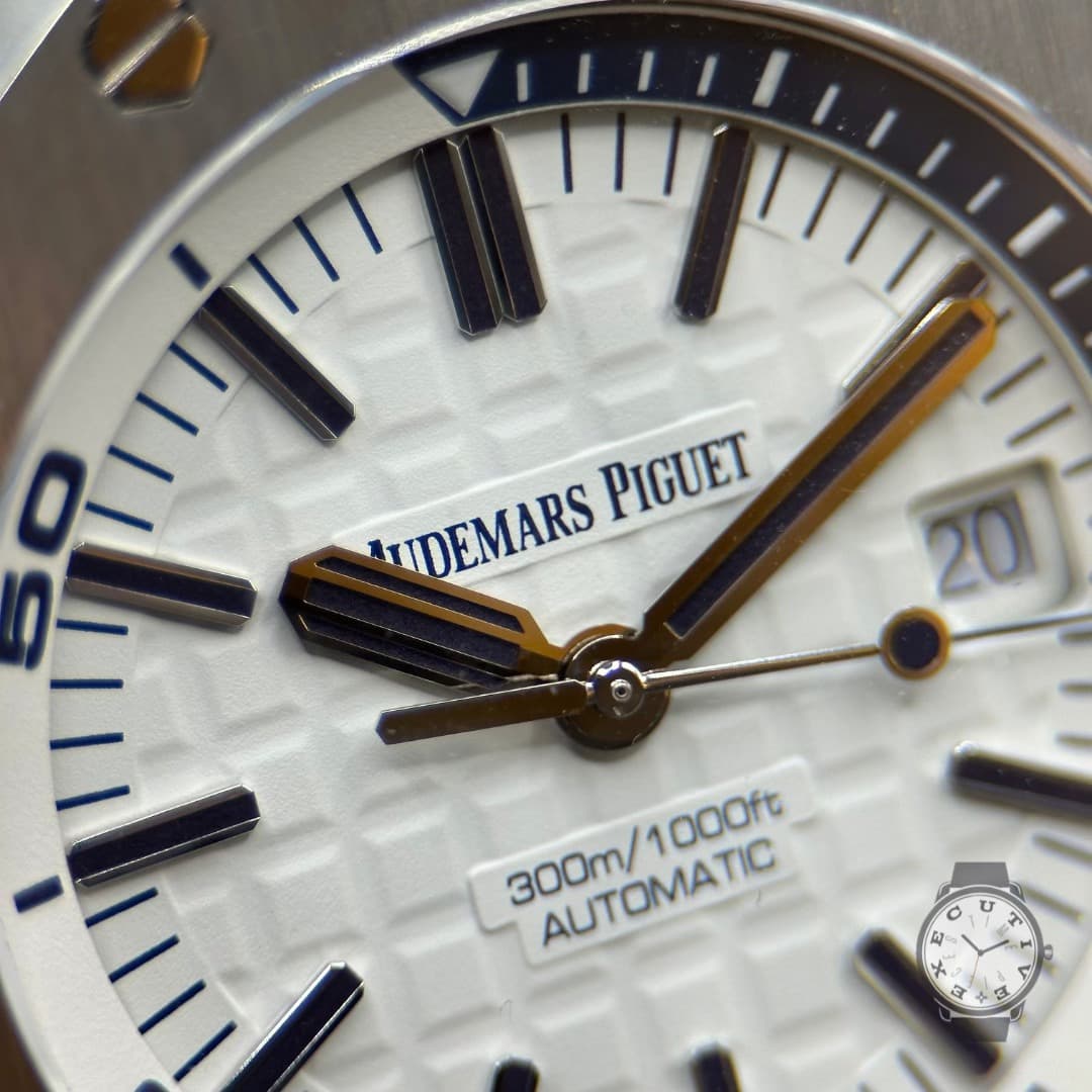 May be an image of wrist watch and text that says 'IIT DEMARS PIGUET 1000ft 300m/ AOMATC AUTOMATIC 300m/1000ft TIC'