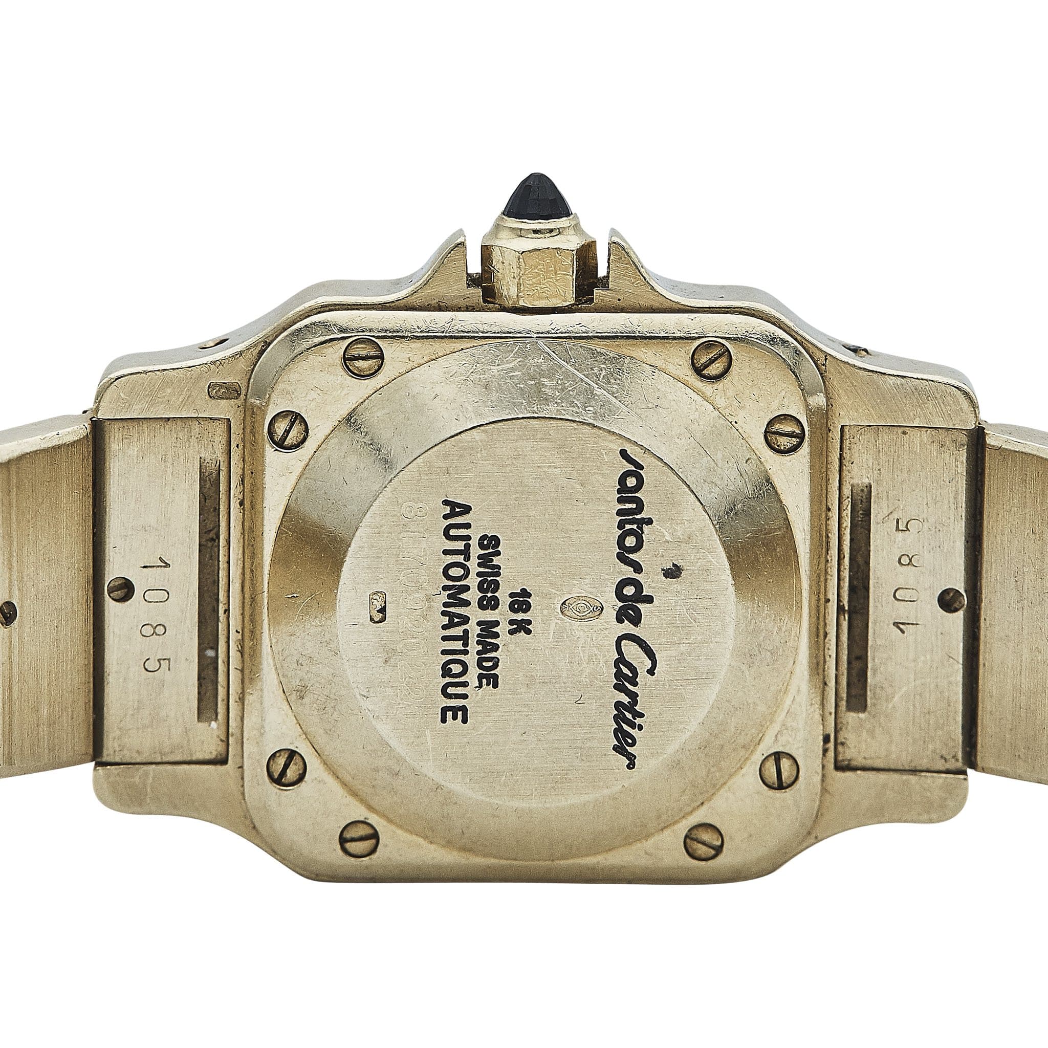 May be an image of wrist watch and text that says 'o o6 O ٧ O ထ un o o AUTOMATIQUE SWISS MADE 18K 棉! @ vanto/deCartier antorde Cartier'