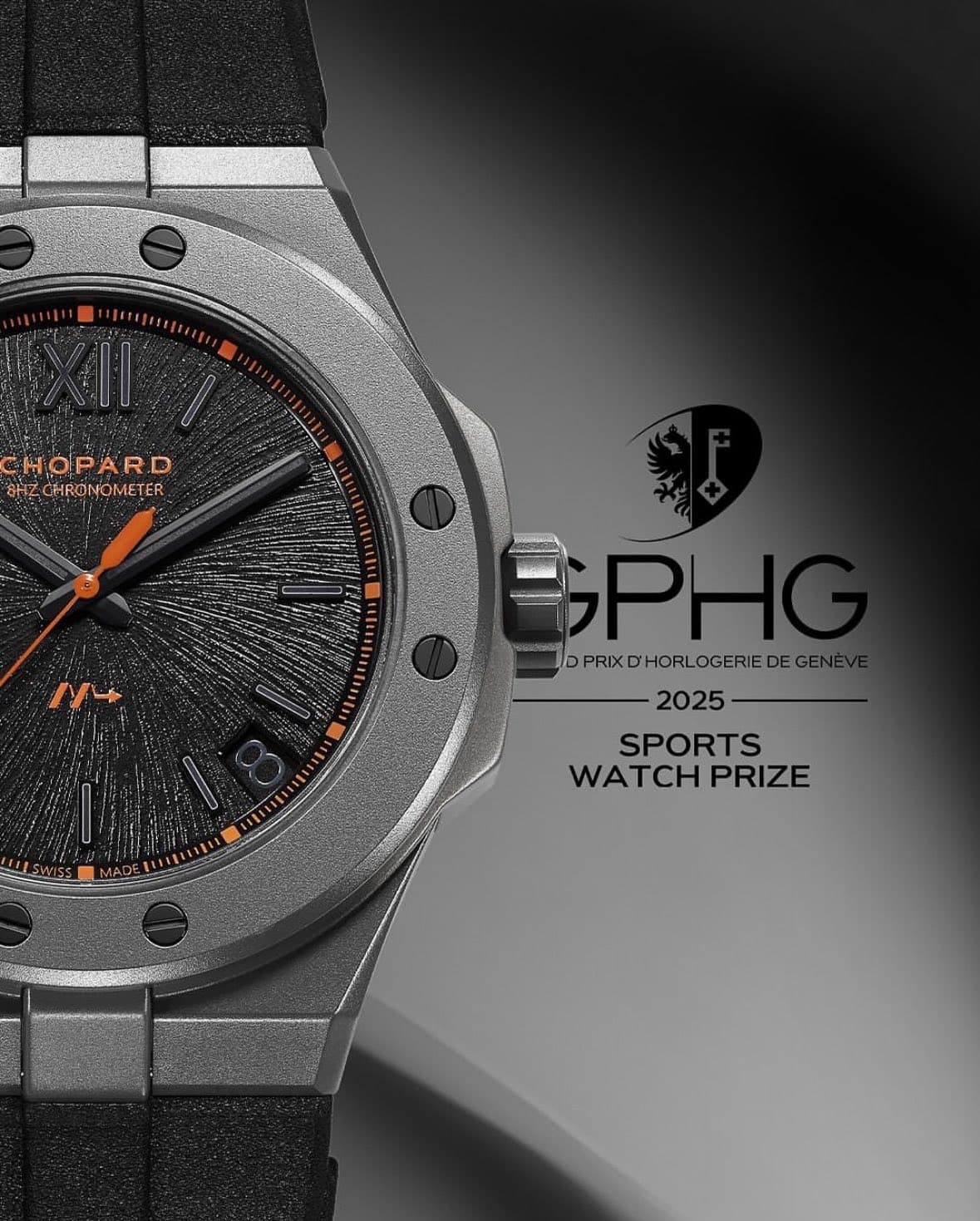 May be an image of wrist watch and text that says 'HOPARD कूरा CHRONOMETER ME ESPHO DPRIXDHORLOGERIEDEGENE DPRIX HORLOGERIEDE 2025 SPORTS WATCH WATCHPRIZE PRIZE'