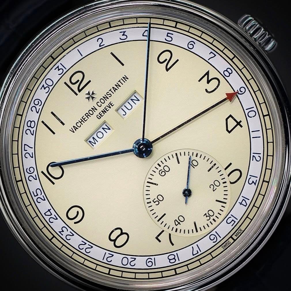 May be an image of wrist watch and text that says ' a 7 M 8 9 さ 10 O ¥ GENEVE CONSTANTIN JUN 28 29 11 VACHERON MON MON ل 13 50 D/ 24 o SWSS MADE 2 လ <'