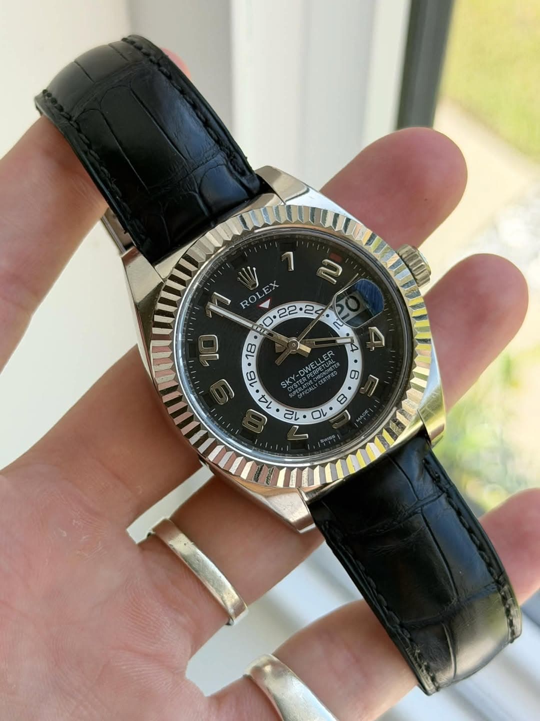May be an image of wrist watch and text that says '2 1 EX RO E0 18 16 4 ه 10 D DWE sK SK GY 9 α a 00 12'