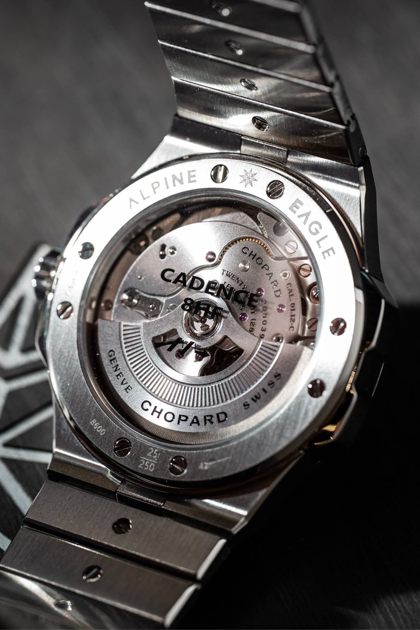 May be an image of wrist watch and text that says 'wehoo ALPINE EAGLE PARD SORO CAL.01.12-C CAL. 해량 CHOP'