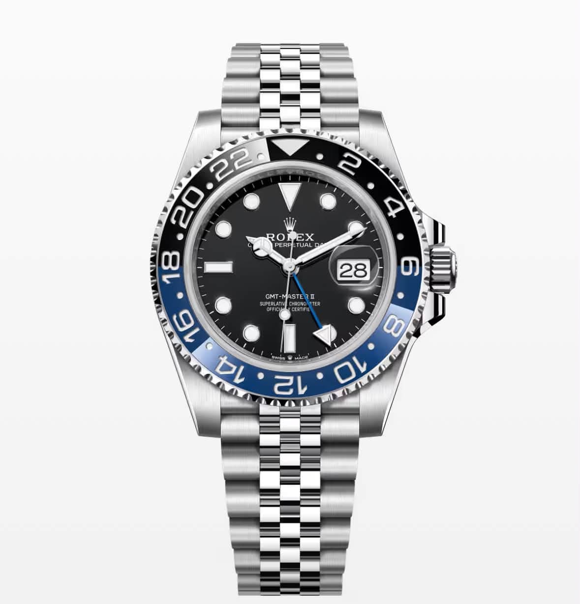 May be an image of wrist watch and text that says ' RO OLEX E TUAL 18 28 GMT-M STE I CEATи OL 12'