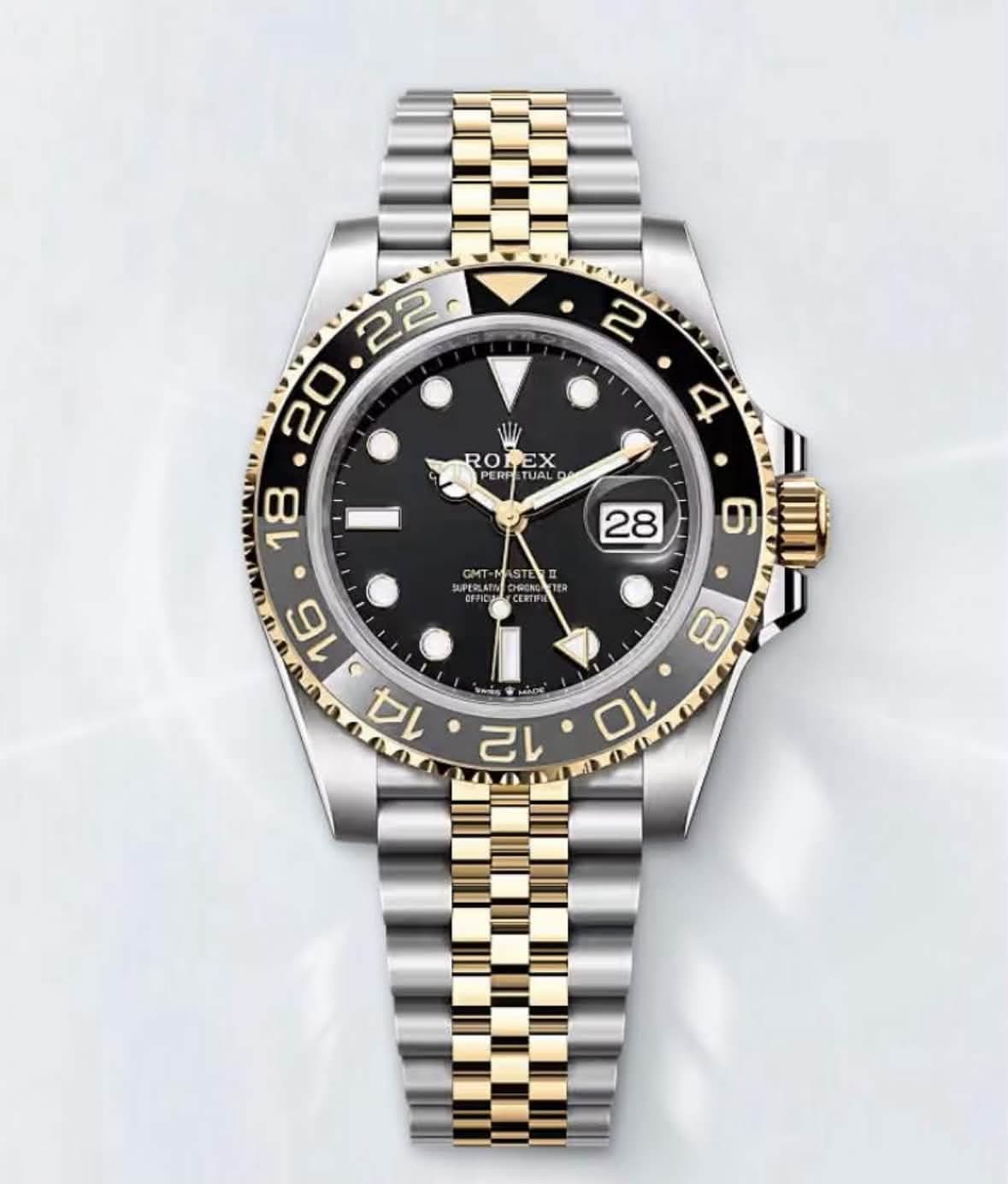 May be an image of wrist watch and text that says ' ROLEX EX ROI PERP ERF TUAL 28 GMT AUPERLAP 6 CHRON tE RER 16 14 ر Mio ஸ்ததீ ይ 8 10'