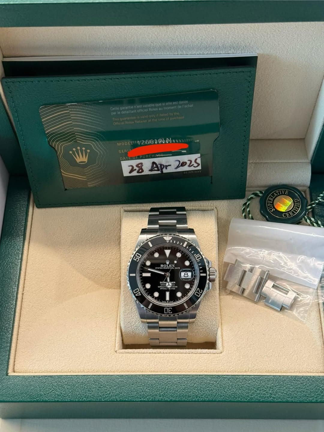May be an image of wrist watch and text that says ' 26610N 28Apr2025 Apr E E 10 ROLE ROL 8 40 20'