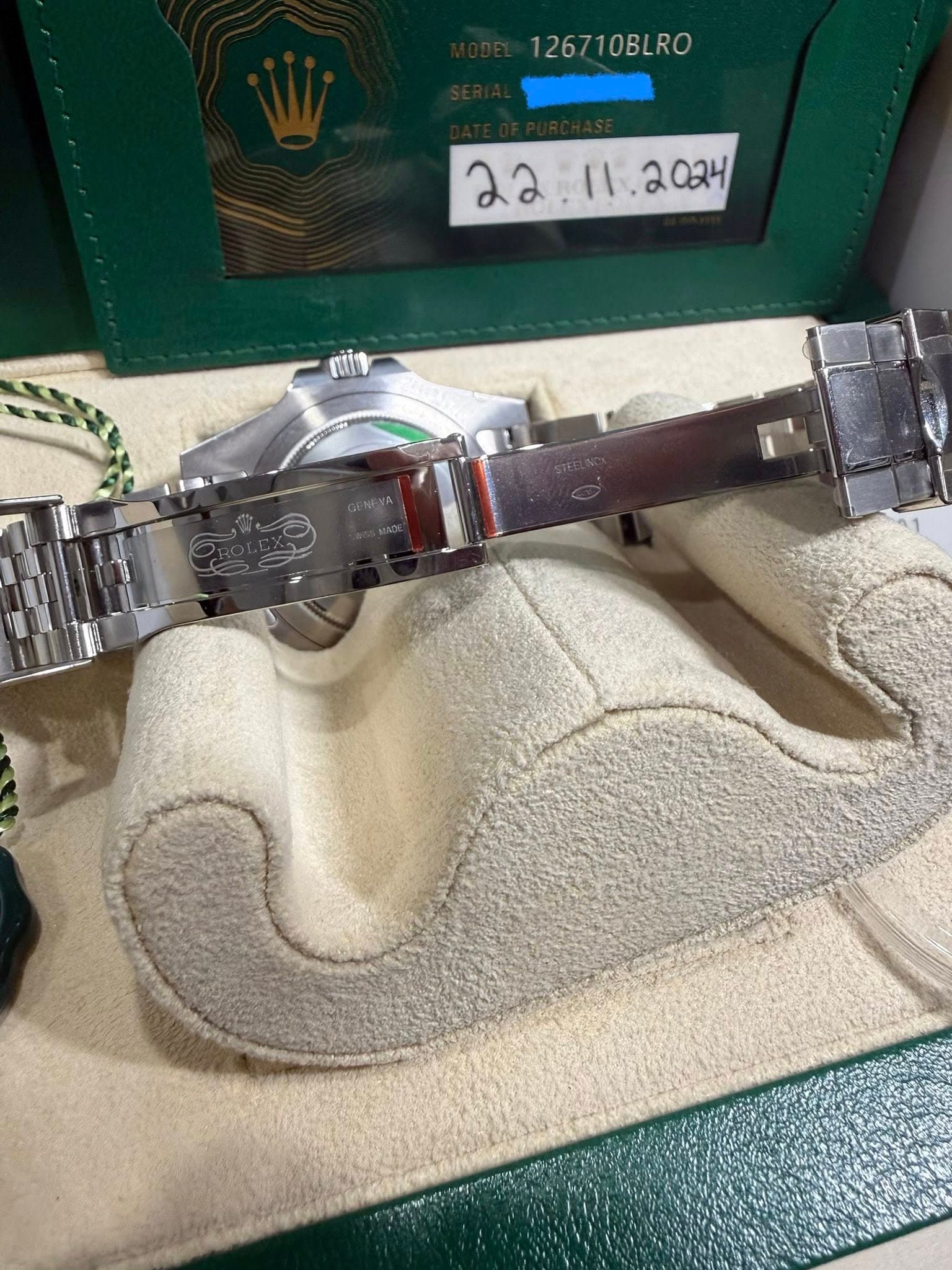 May be an image of wrist watch and text that says '126710BLRO 1267 10BLRO :11.2024'