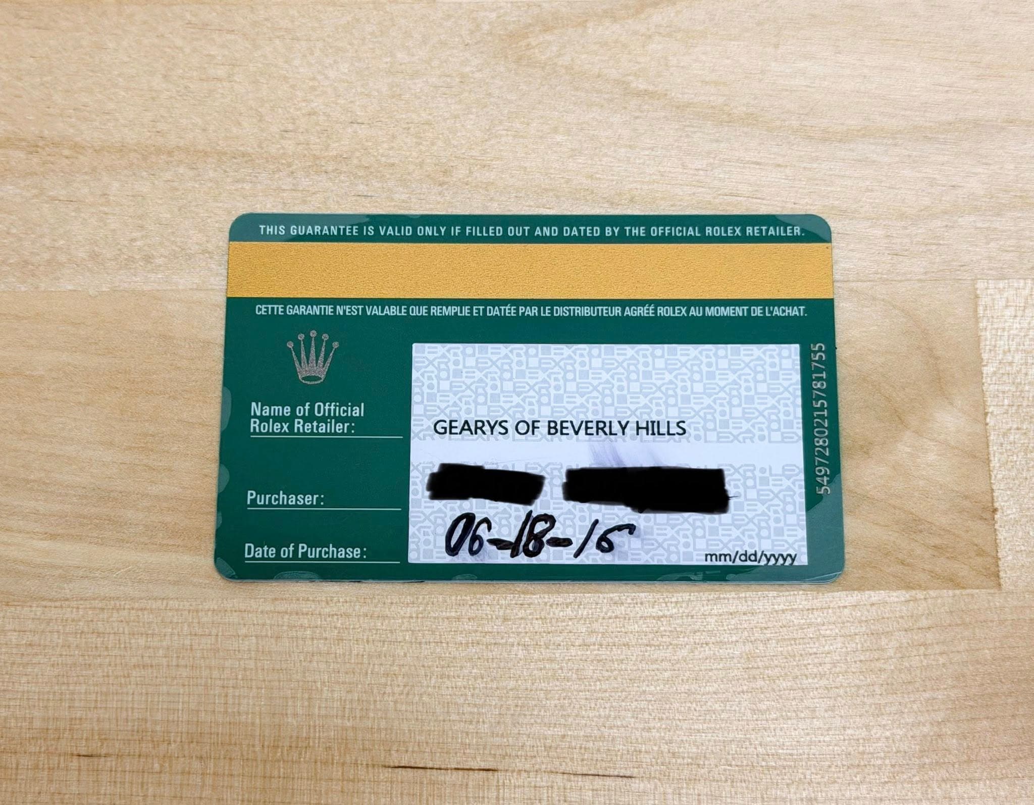 May be an image of ticket stub and text that says 'THIS GUARANTEE IS VALID ONLY IF FILLED OUT AND DATED NESWATEASASAI BY THE OFFICIAL ROLEX RETAILER. CETTE GARANTIE NEST VALABLE…