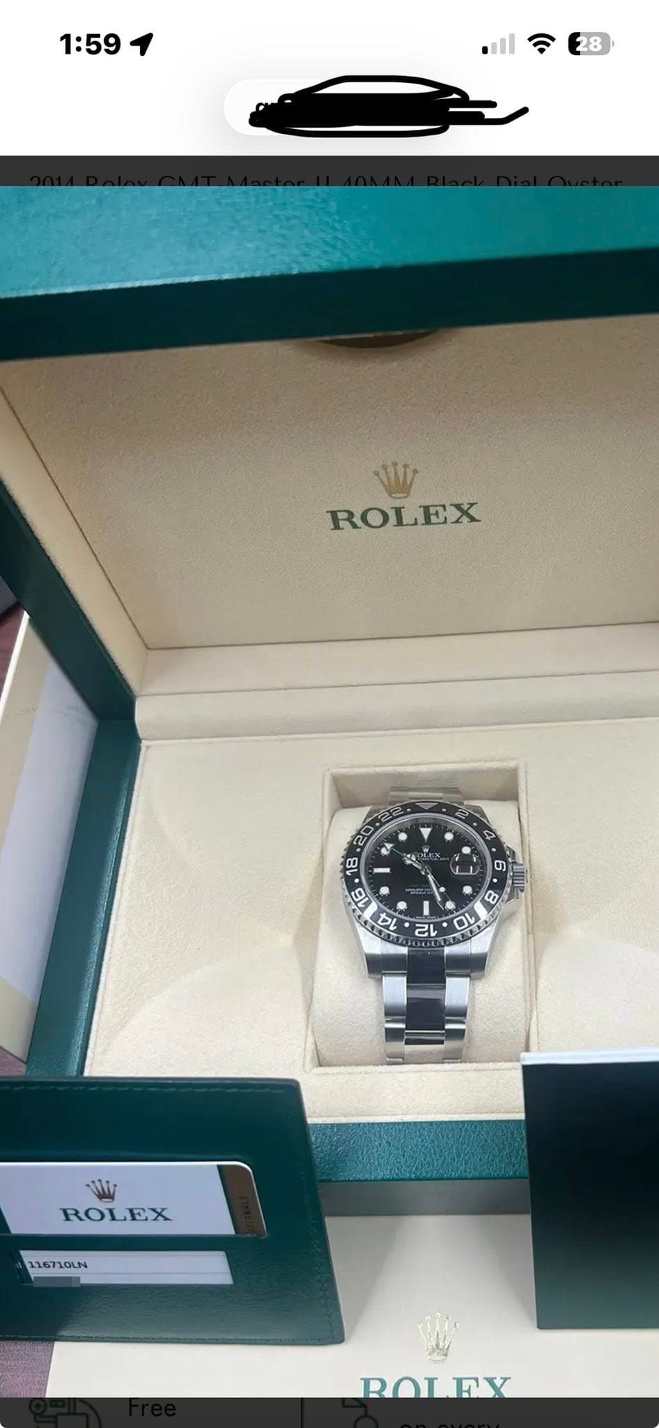 May be an image of wrist watch and text that says '1:59 W ROLEX 18 6 10 cO ひ L 2L 0% Wz ROLEX JI67L0UN BOLEY'