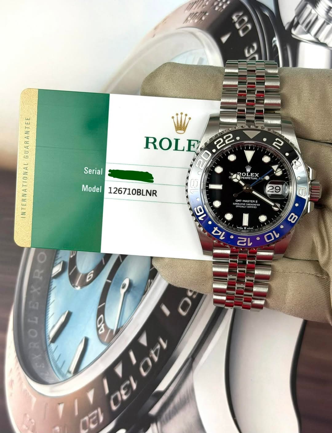 May be an image of wrist watch and text that says 'Hacииaй Serial 2 ROLE 22 20 9 Model 126710BLNR ROL ROLEX OLEX 29 -MASTERE . MC መ ា 16 14 I M 2 10 INTERNATIONAL SXROLEXRO…