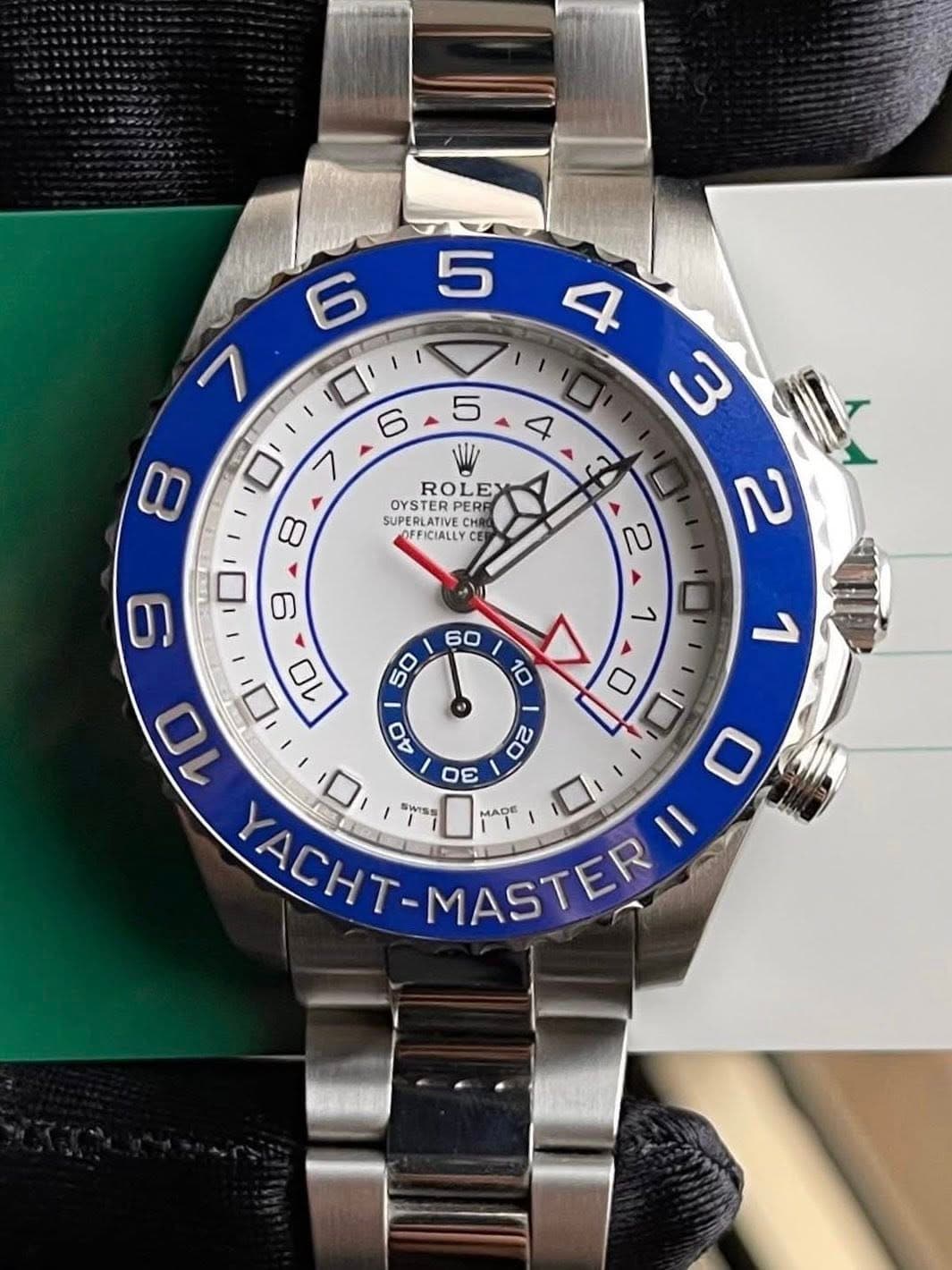 May be an image of wrist watch and text that says '5 6 יםי م 5 W ROLEX OYSTERP ERPERE PERR SUPERLATIV HR OFFICIALLY CE 8 സ 7 1 9 I 60 ㅁ YACHT-MASTER PTMASTI 1 10 50 り 10 10 ١ 40…