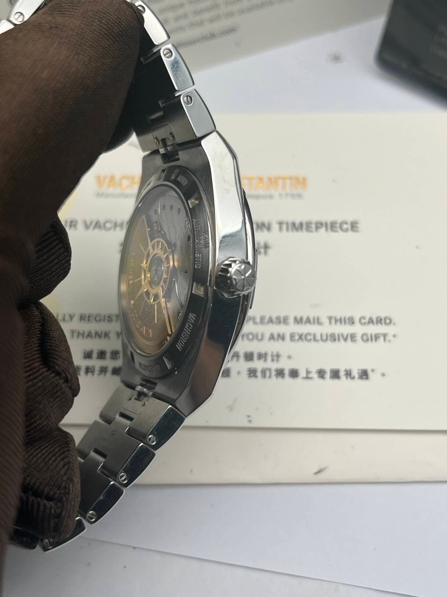 May be an image of wrist watch and text that says 'Nat VACH Manaas IR VACH TANTIN epale TEAes IN TIMEPIECE LLY REGIST THANK PLEASE MAIL THIS CARD. rou YOUANEXCLUSIVEGI AN EXCLUSIVE…