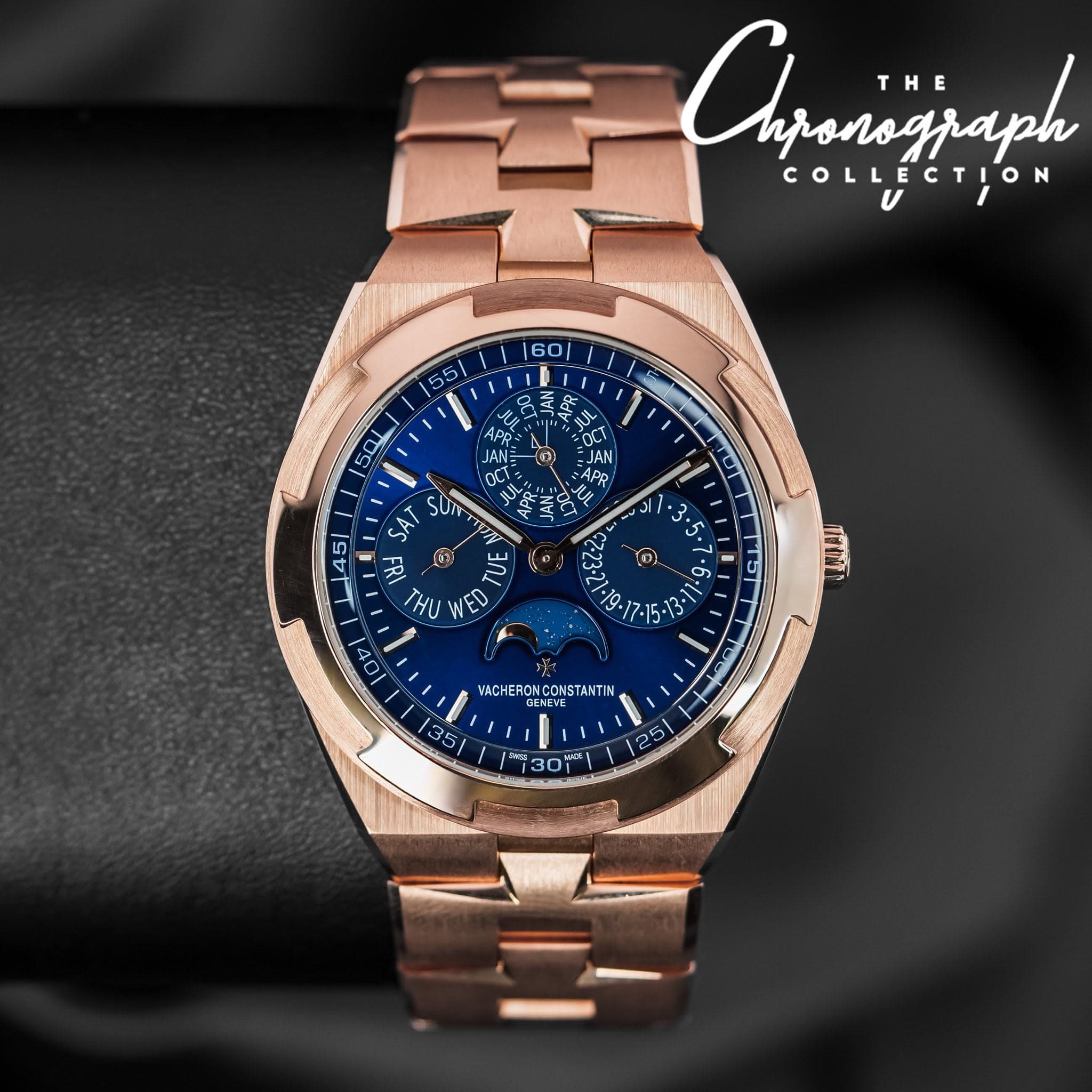 May be an image of wrist watch and text that says 'Arjananjaph nronograph THE COLLECTION 60 I 55 50L App O IAN မကြီ ሠ JUL APR JAM SU SA Po มา 0 5 145 U لي /ب អេត VACHERON…