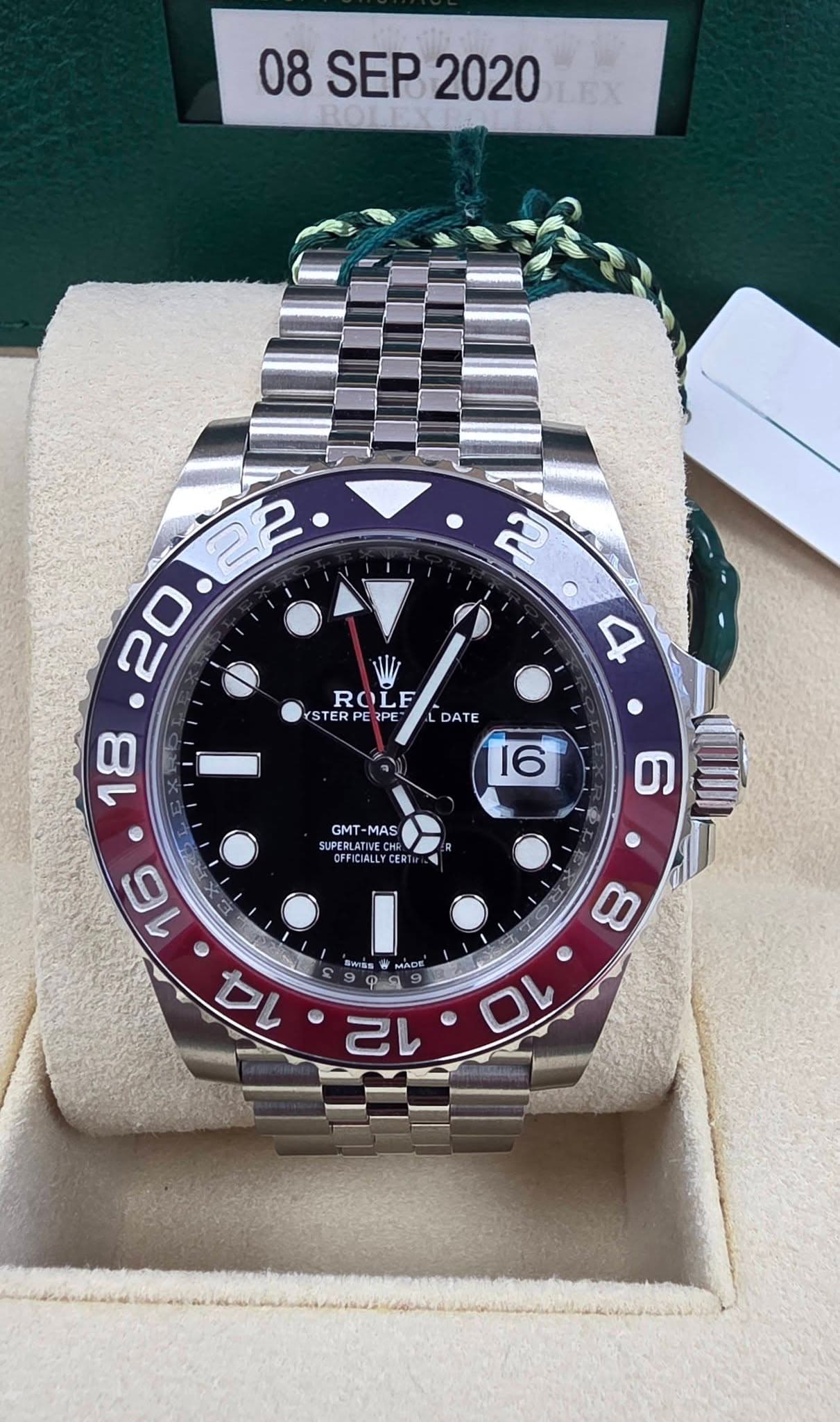 May be an image of wrist watch and text that says '08SEP 08 SEP 08SEP2020 ٥ 4 ROLE ๔ STER STERPERPE DE ર DATE 18 16 GMT- GMT-MAS SUPERLA UPERLATIVECHR THECHE ECHR CERT 瘦 6 อพลิ…