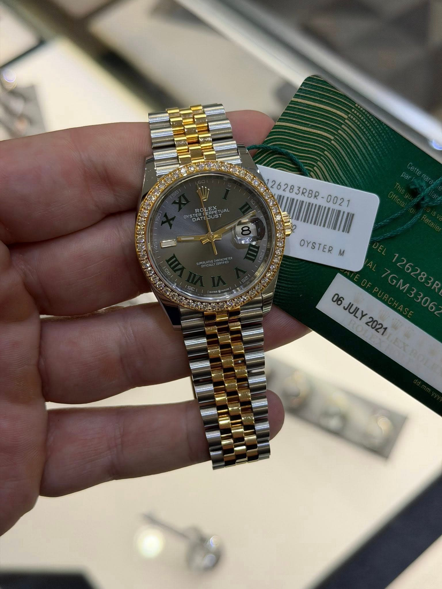 May be an image of wrist watch and text that says '26283RBR 126283RBR- OYSTER M 06 JULY2021 2021 JULY'