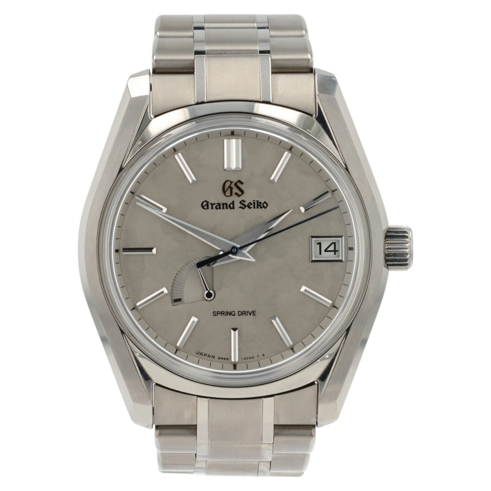 May be an image of wrist watch and text that says 'Grand GrandSeiko Seiko 14 ١ / SPRINGDRIVE SPRING DRIVE JAPAN'