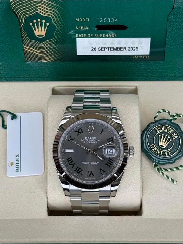 May be an image of wrist watch and text that says 'MODEL 126334 SERIAL DATEOFPURCHASE DATE OF PURCHASE 26 SEPTEMBER 2025 dd.mm.yyyy m. yyy dd.mm d. 60 S5 5 5 ROLE EX YSTE STER…