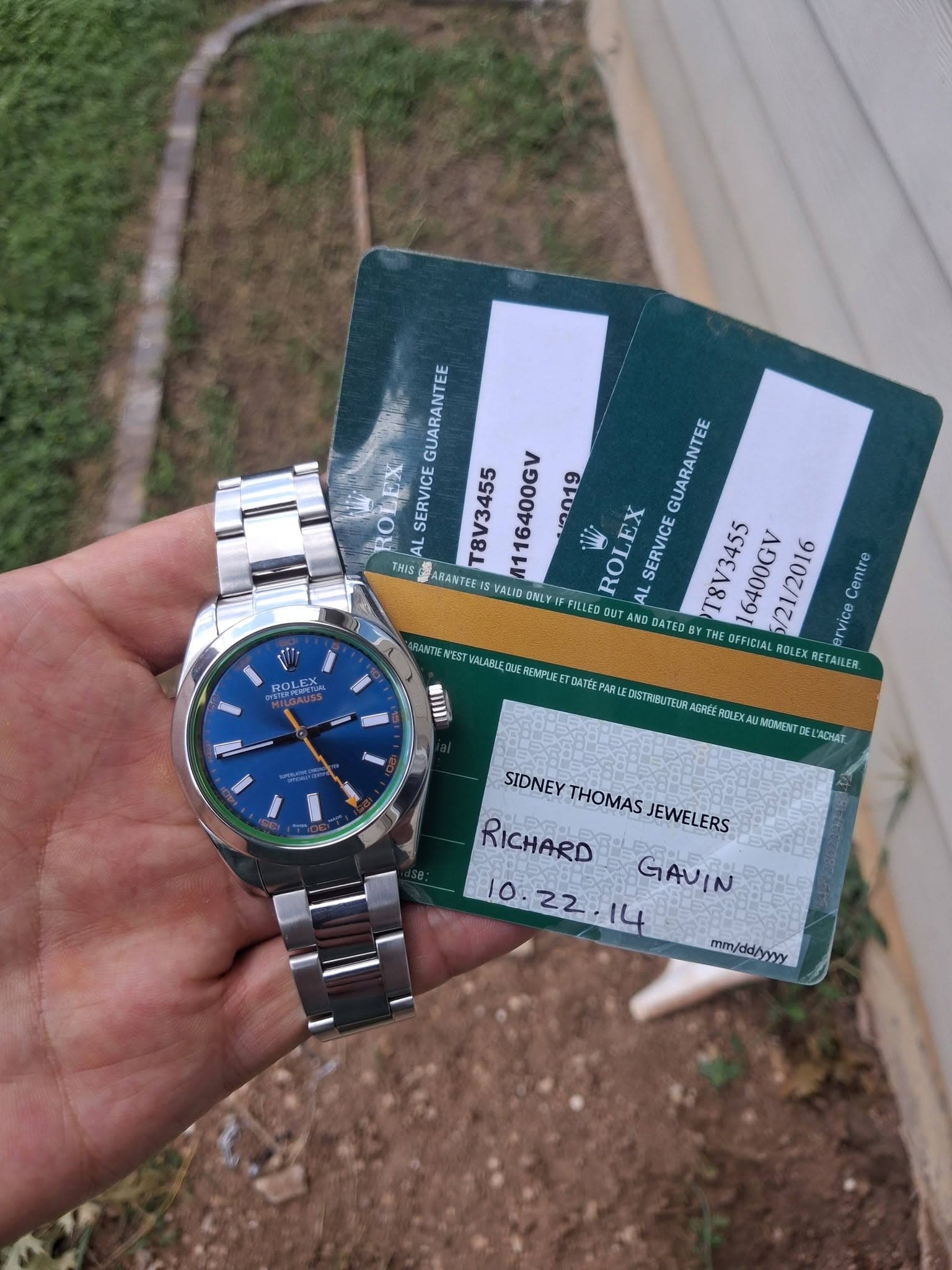 May be an image of digital watch, ticket stub and text that says 'GUARANTEE ROLEX JAL SERVICE T8V3455 116400GV 2019 Wij ROLEX -م GUARANTEE THIS RAIPTEE VALID ORLY FICLED OU AND…