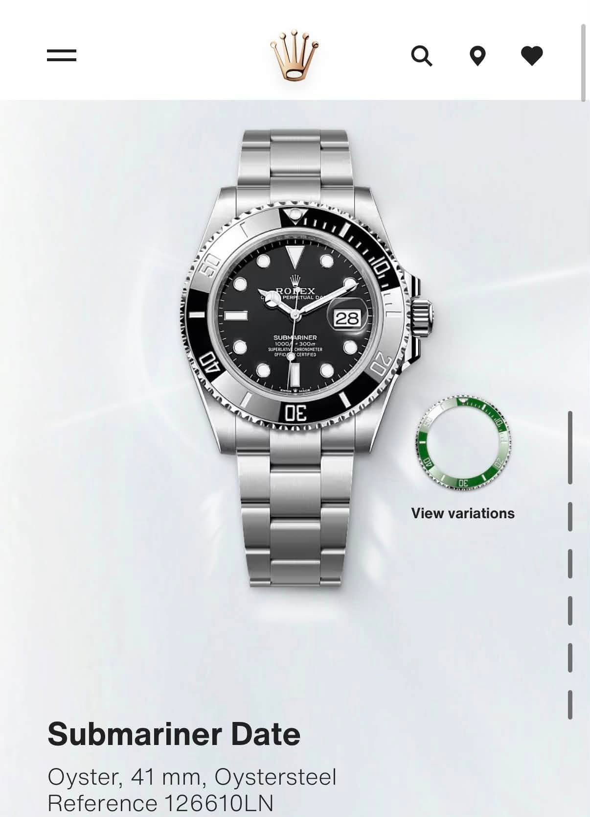 May be an image of wrist watch and text that says '50 ROMEX 20M 10 I 28 SUBM SUBMURINER MINER 00.300m 300 HEONORETER 40 20 30 View variations Submariner Date Oyster, 41 mm,…