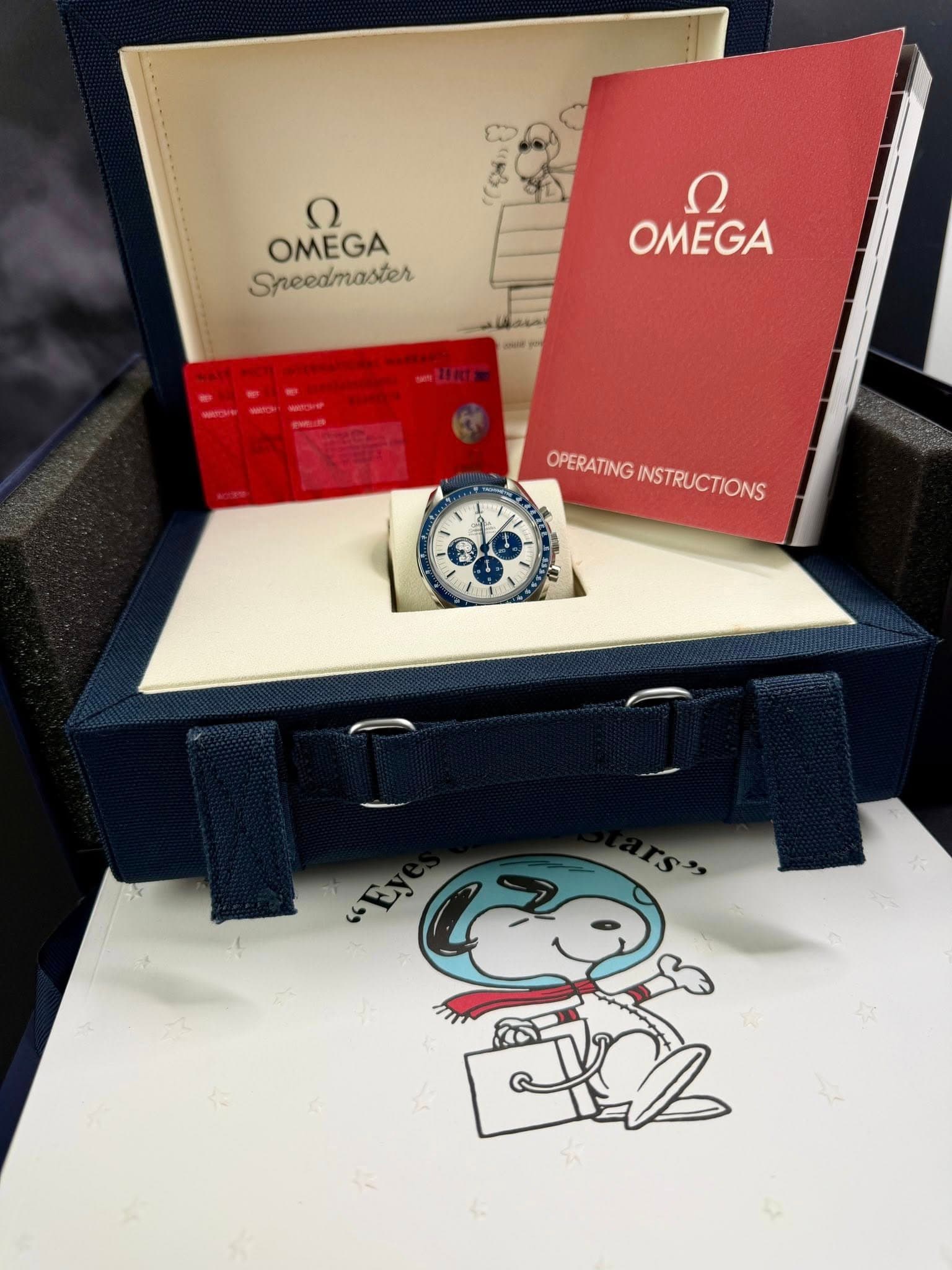 May be an image of wrist watch and text that says 'ח OMEGA Sreedmaster Ω OPERATINGINSTRUCTIONS OPERATING INSTRUCTIONS'