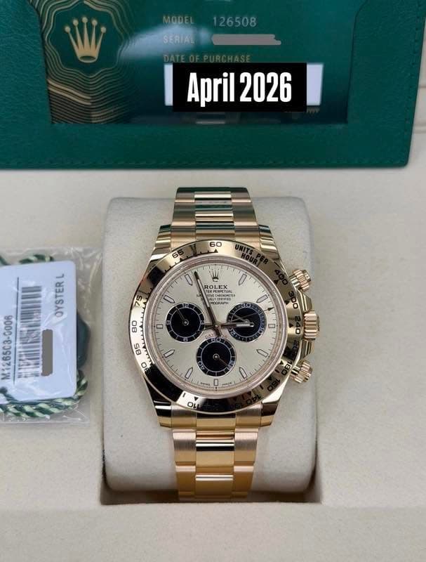 May be an image of wrist watch and text that says 'SERAL SERIAL I April April2026 OYSTERL 75 ي ROLEX DIPETUMAL 3A ROL DDIO cHaracжeT NOGRAPN 0 0 80 DO 85 0 M1265C3- O m 후 O'