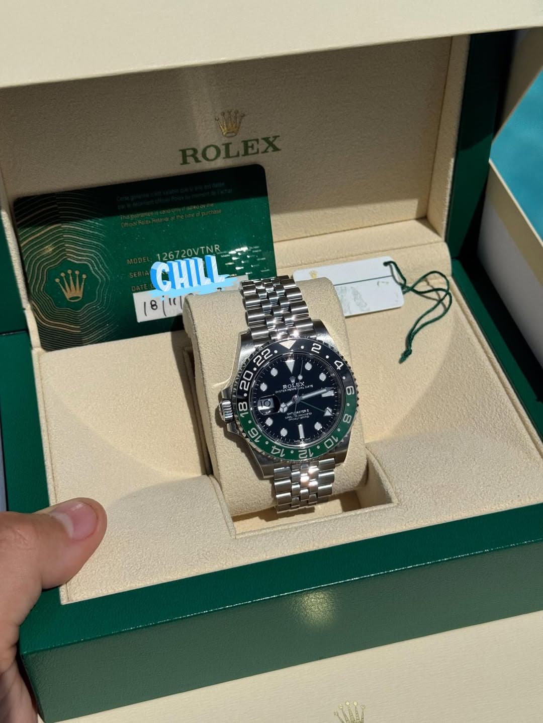 May be an image of wrist watch and text that says 'CHILL 126720 OV 126720VTNR 01181 11 |8 4 سب 20 ARO A 0'