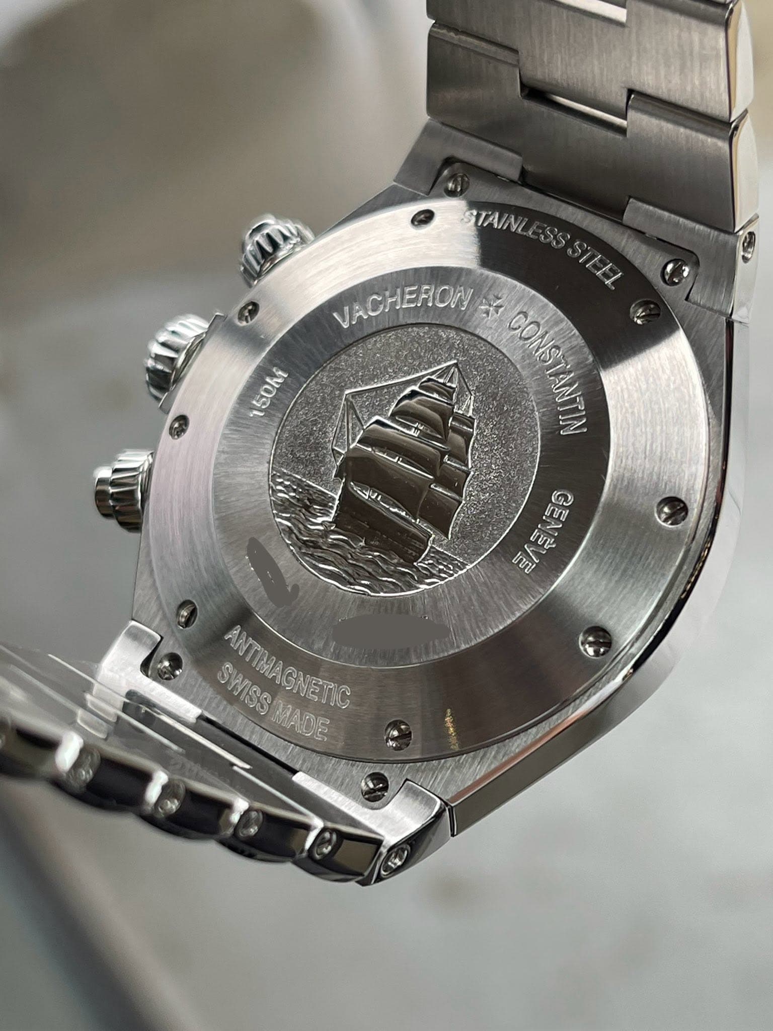 May be an image of wrist watch and text that says '50M STAINL SSSIEEL VACHEFION VACH JEFION جاد CONSTANTIN ANTIN CONS 백A톡N Q มมาป Κ0 И tUe แาบู SWISSMADE S SWISS ANTIMAGNETIC…