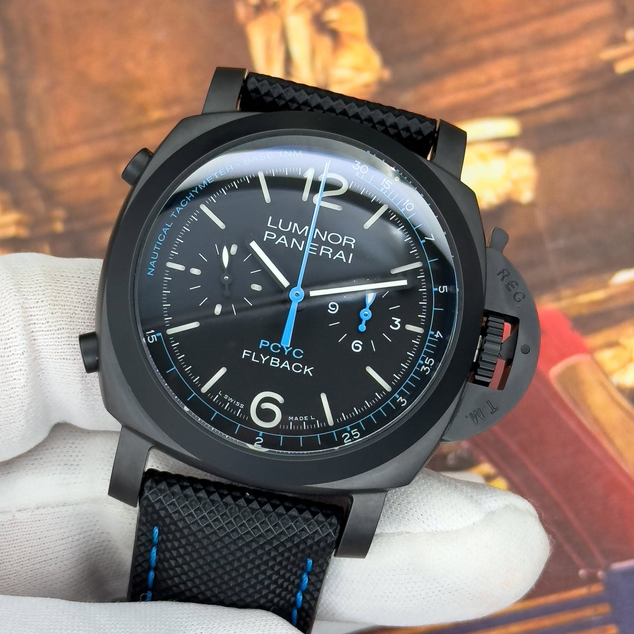 May be an image of digital watch and text that says 'NAUTICAL 12 10 PAN PANERAI LUMNOR NOR ERAI SA 9 P 6 υη -ហ I 3 '። ခန် SS FLY PCYC FLYBACK BACK 6 رراسا ADE န် 5'