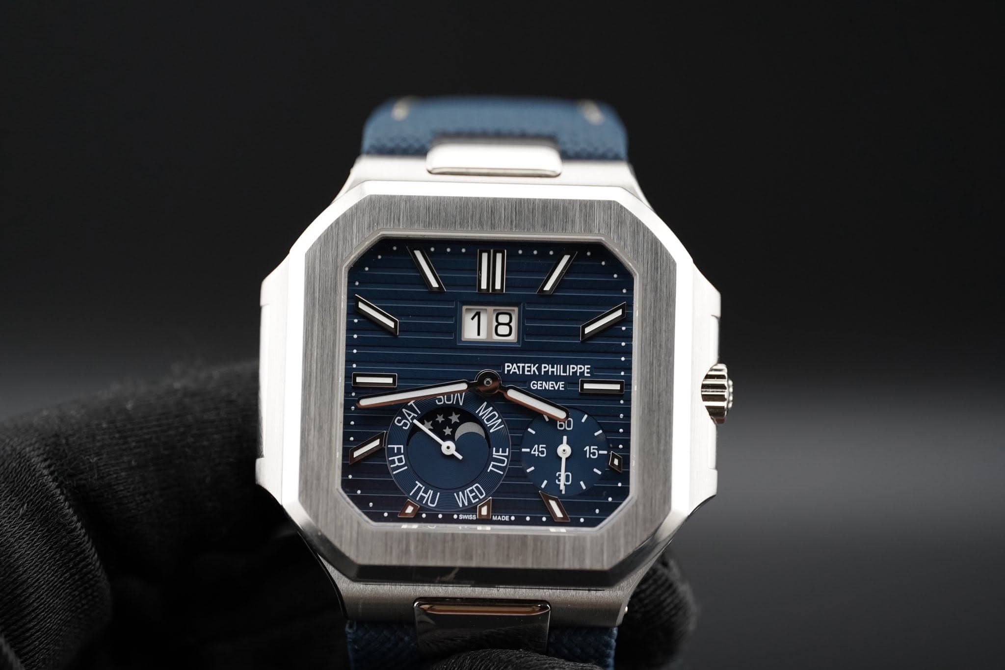 May be an image of digital watch and text that says 'PATEK PHILIPPE GENEVE ០ JUI SA SA F ម3 ל THU WED •5d Gegs 45 15- MADE'