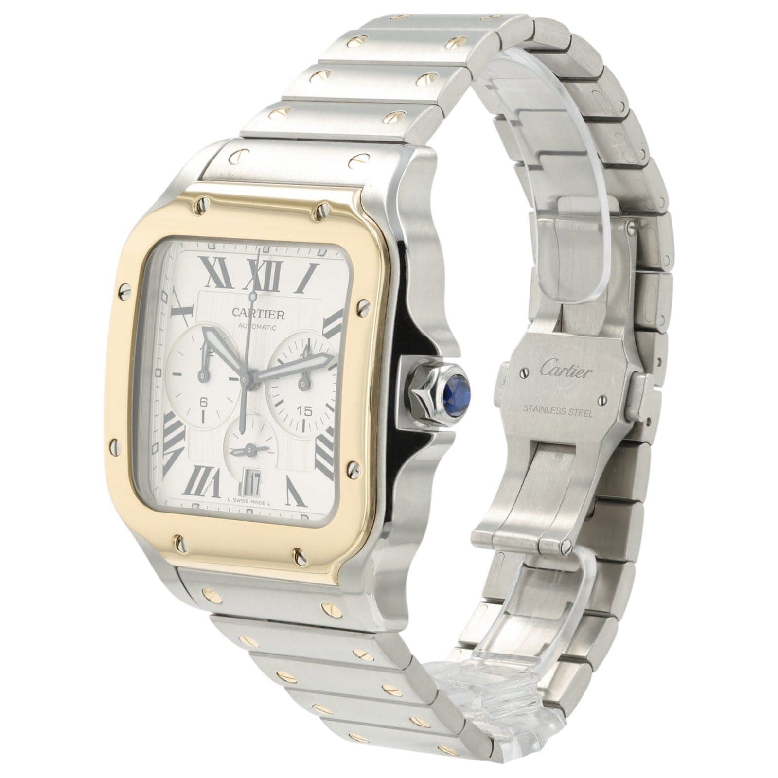 May be an image of wrist watch and text that says 'US ् X XII XIXII I CARTIER TIER CAT GHATC e - 6 15 ወ Cartier Carlier STANLESSSTECL ወ STANLESSSTEEL 0 nA L17 ل m 1 ١'