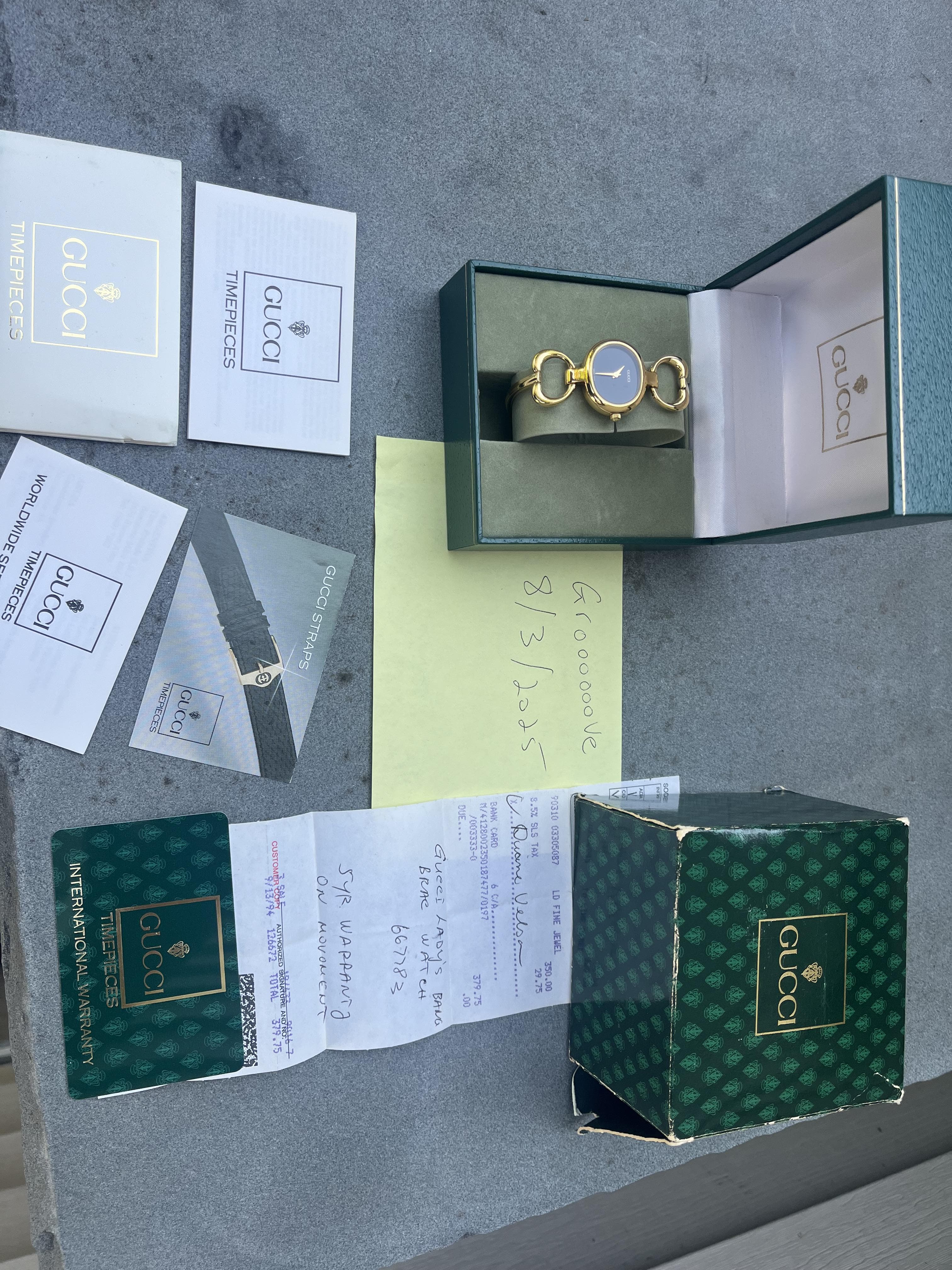 WTS: Ladies Gucci 1600 black dial watch full kit box, original receipt circa 1994 $300 media