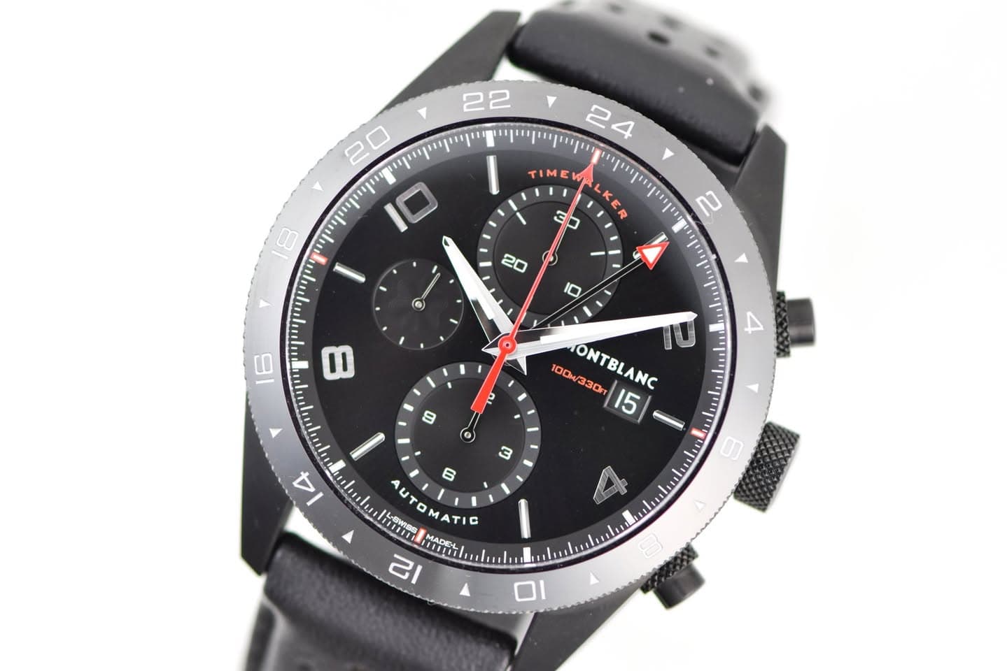 May be an image of wrist watch and text that says '22 24 20 Y 10 IME I I 4 9 100 0Dw/330FT ONTBLANC 30 30rr 15 م ® 3 4 መ 6 UTO To 0 MA ILGWISS LaWeS MATIC ATIC MADEY 2 MADEL…