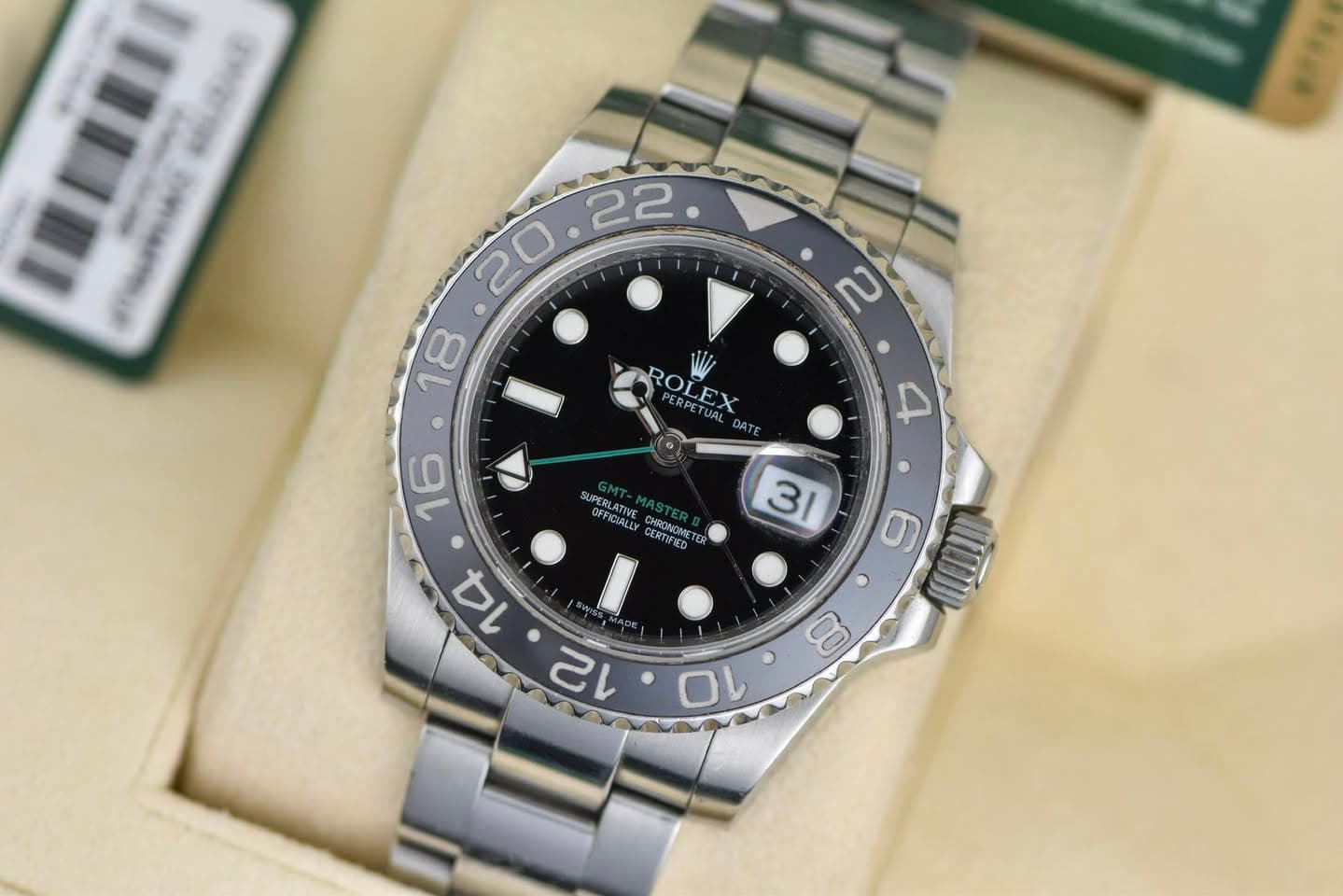 May be an image of wrist watch and text that says ' ROLEX 4 16 SUPER LATIVE FICIALEY CHRONG GERTIP CEETIES COM CERTIFIED CHRONOMET 31 6 ΰΈΰΈ 14 o '